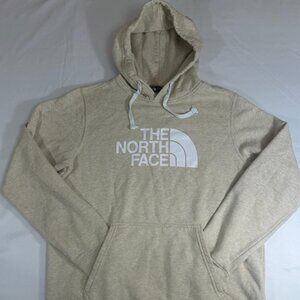 North Face Hoodie Men's Medium Beige White Logo Pullover  Hooded Sweatshirt